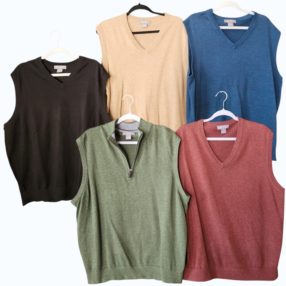 Daniel Cremieux Sweater Vest Men's XL 100% Supima Cotton V-Neck (Lot of 5)